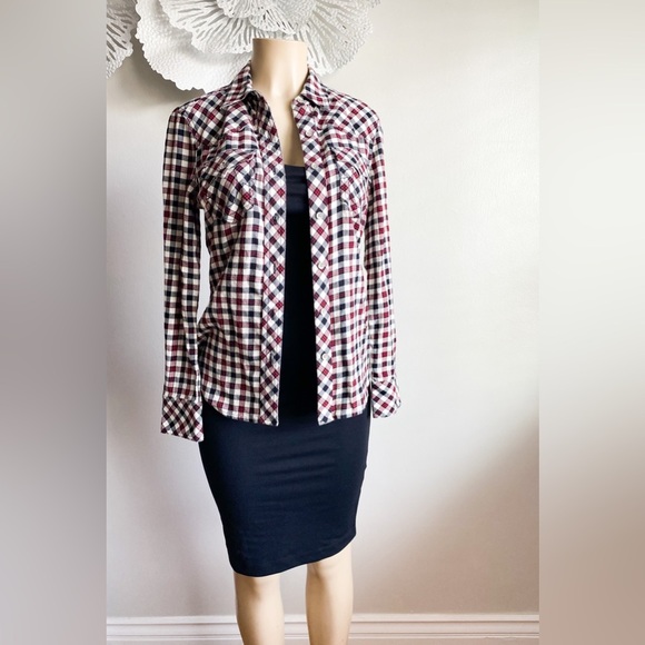 True Religion Red Gingham Plaid Checker Button Down Shirt Long Sleeves Western S - Picture 5 of 9